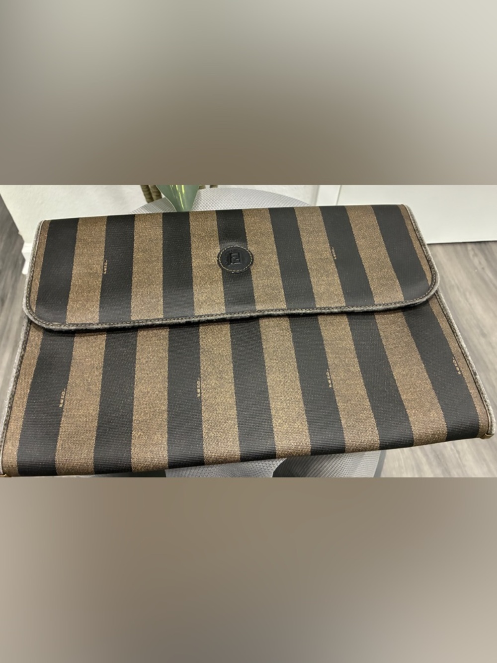 Fendi Black and Brown Striped Laptop Sleeve used condition